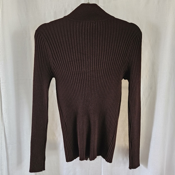 Brown Sweater Zip Up Womens Medium - Picture 2 of 8